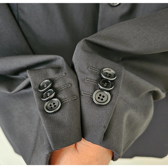 ARMANI COLLEZIONI Vintage Men's Black Wool Single-Breasted Button Blazer Sz 44R - Picture 11 of 11